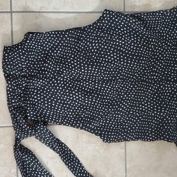 American Living Black White Polka-dot Dress Sleeveless Adjustable Neck String s4 - Picture 6 of 11